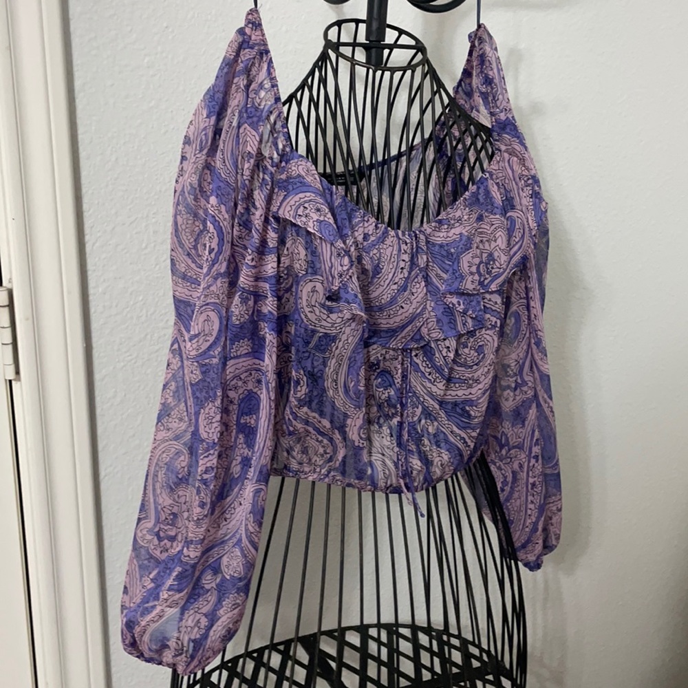 New Zara Sheer Summer Crop Blouse